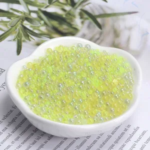 Transparent iridescent bubble beads for slime crafts, mixed size mini round decorative beads.