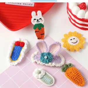 Handmade crochet hair clips set cute bunny ears carrot sunflower hair accessories