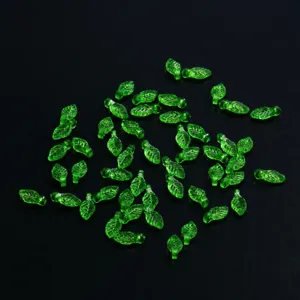 Green leaf beads for DIY handmade jewelry crafting, charm bracelets necklaces earrings accessories.