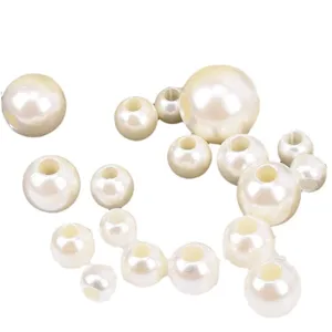 Off-white large hole imitation pearl loose beads DIY jewelry making children weaving