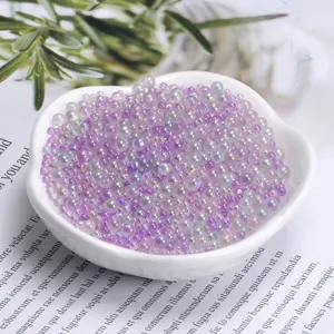Transparent iridescent bubble beads, mixed size small round beads for clay scene decoration.