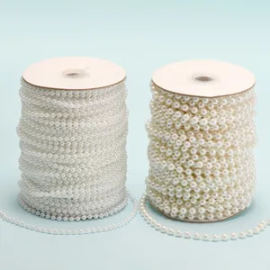 Chaîne de Perles d'Imitation Blanches Rondes Garniture en Guirlande Plastique pour Mariage DIY Artisanat Accessoires de Bijoux Ornements de Cheveux