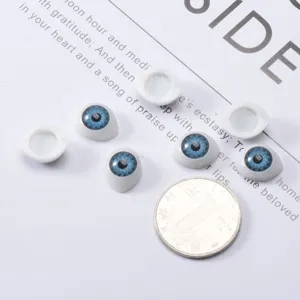 Ojos de muñeca de resina iris azul parte posterior plana accesorios DIY para juguetes artesanales.