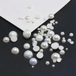 AB Farbe Flachrücken Halbrund Perlen DIY Handyhülle Dekorative Zubehör und Material