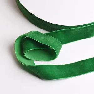 Green velvet ribbon for DIY crafts, gift wrapping, holiday decoration, sewing, and bows.