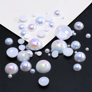 AB Farbe flache halbrunde Perlen DIY Harz Cabochons für Handyhülle handgemachte Handwerk