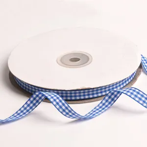 Rollo de cinta de cuadros azules y blancos para manualidades DIY, lazos y decoración de ropa.