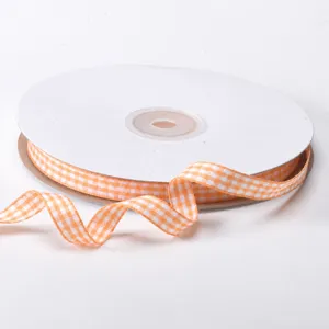 Cinta de cuadros 10mm naranja blanco vichy tela lazos DIY decoracion de accesorios