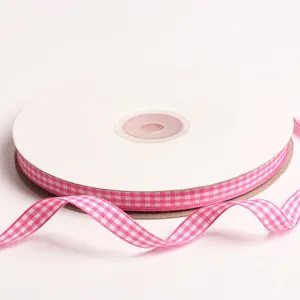 Cinta a cuadros rosa y blanco 10mm bobina para manualidades lazos para el pelo ropa