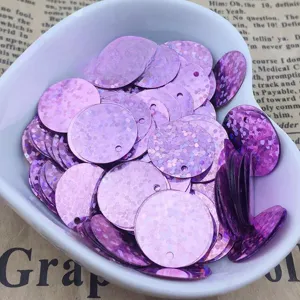 Purple holographic round sequins detail 15mm glitter paillettes for DIY crafts decoration