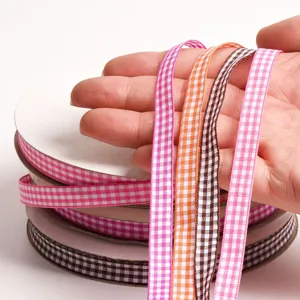 Cinta a cuadros 10mm vichy tela para bricolaje accesorios para el cabello hechos a mano