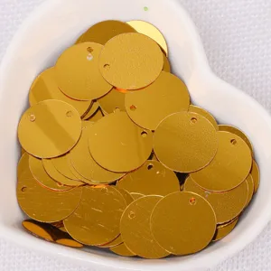15mm gold round sequins for DIY crafts, clothing decoration and handmade accessories detail.
