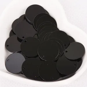15mm black round sequins with hole for DIY clothing decoration and craft accessories detail view