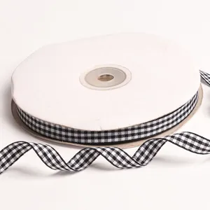 Rollo de cinta de cuadros blanco y negro de 10mm para accesorios de pelo y decoración.