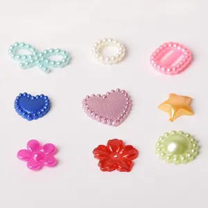 Colorful pearl bow heart star flower resin patches for DIY phone case craft accessories