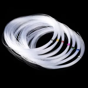 Clear crystal beading cord detail shot, transparent DIY jewelry string for crafting bracelets.