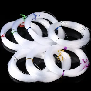 Detailed view of clear crystal fishing line coils, perfect for DIY handmade jewelry crafting.