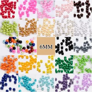 6mm acrylic pearl beads colorful loose craft beads for DIY handmade jewelry bracelets.