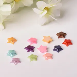 Colorful star flatback resin cabochons for DIY phone case craft and handmade accessories.