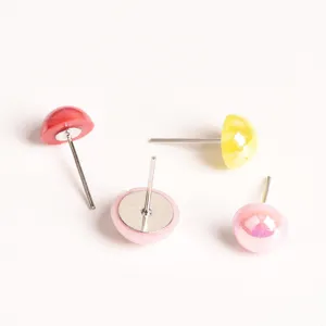 DIY platte kop oorstekers kleurrijke halve bal sieraden maken componenten setjes