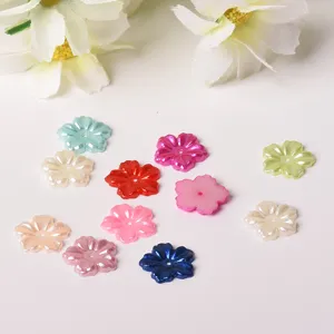 Colorful five-petal flower ABS pearl flatback charms for DIY phone case crafts and decor.