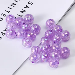 10mm purple crackle glass beads colorful cracked loose beads DIY bracelet jewelry making
