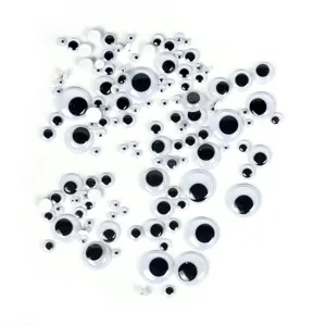 Assorted googly eyes for DIY crafts, self-adhesive movable wiggle eyes in mixed sizes.
