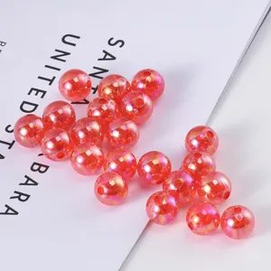 10mm colorful cracked beads close-up, shiny red crackle glass beads for DIY bracelet jewelry making.