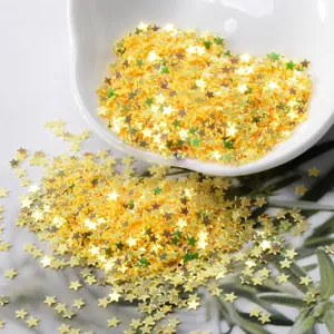 3mm gold star sequins glitter flakes for DIY epoxy resin filling and nail art decor
