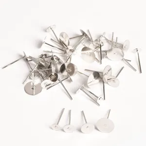 DIY Platte Pad Oorsteker Onderdelen IJzer Nikkel Kleur Platte Schaal Oorbel Materiaal Voor Handgemaakte Sieraden Maken