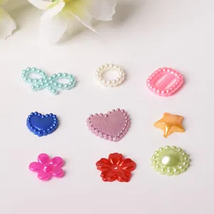 Colorful Five Petal Flower Bow Snowflake Star ABS Imitation Pearl Patches DIY Phone Case Craft Accessories