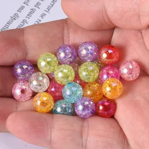 10mm colorful crackle glass beads loose DIY bracelet jewelry making supplies handmade components