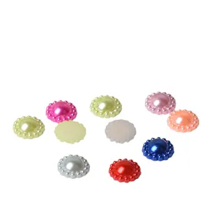 Colorful ABS imitation pearl flatback flower charms for DIY phone cases and craft decoration.