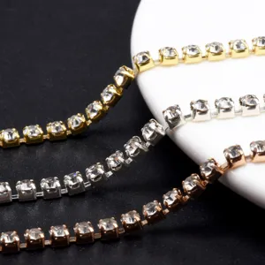 catena di strass 3mm cristallo diamante per fai da te creazione di gioielli accessori per capelli