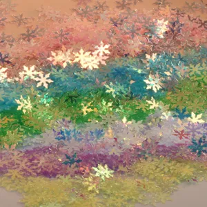 Gros plan de sequins colorés et irisés en forme de flocon pour nail art et loisirs créatifs.