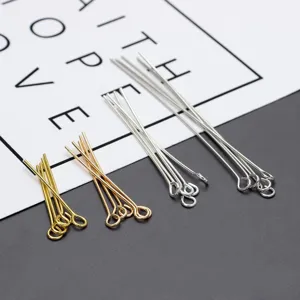 Metal jewelry making eye pins T pins DIY craft components gold silver details view
