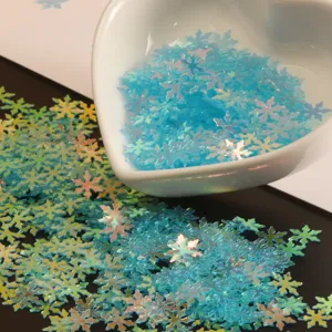 Paillettes de flocons de neige iridescentes pour nail art et bricolage, charges scintillantes.