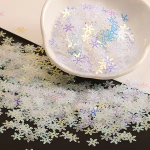 Lentejuelas transparentes irisadas de 7mm con forma de copo de nieve para manualidades y detalles