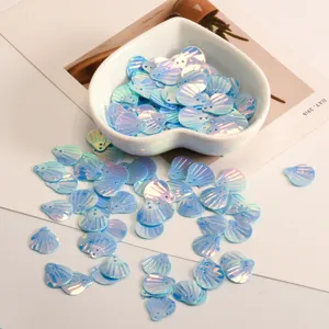 Blue iridescent shell sequins DIY craft accessories for garment decoration and stage costumes.