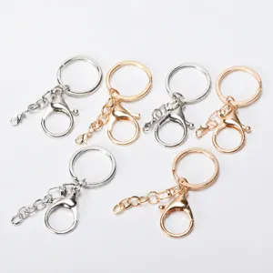 Kit de Quincaillerie de Porte-Clés en Métal Mousqueton Anneaux Sautés Chaîne Accessoires d'Artisanat DIY Trouvailles en Métal Doré Argenté pour Bijoux