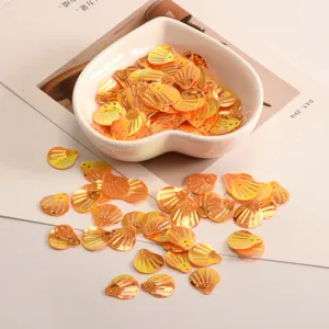 Orange shell shaped sequins for DIY crafts clothing garment decoration shiny paillettes crafting