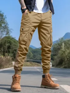 Herren Freizeithose Cargo Slim Fit taktische Hose Outdoor Streetwear khaki Frühling