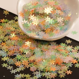 Lentejuelas de copo de nieve transparentes de 7mm para ropa bolsos resina decoración.