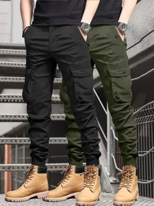 Herren funktionale Cargohose schmal geschnittene Freizeithose Jogger Frühling Sommer