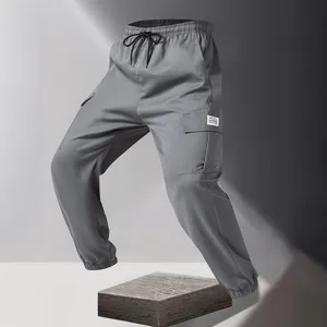 Pantalones Cargo Casual para Hombre Color Sólido Cordón Talle Alto Rectos Jogger Streetwear Moda