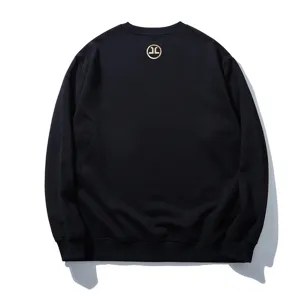Casual black long sleeve pullover sweatshirt featuring a stylish back logo design.