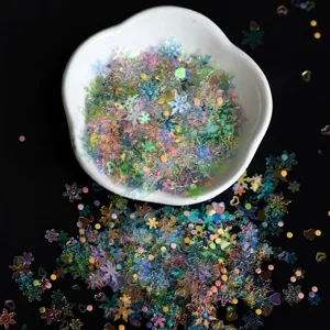 Iridescent Christmas mixed snowflake glitter sequins DIY craft filling material accessories