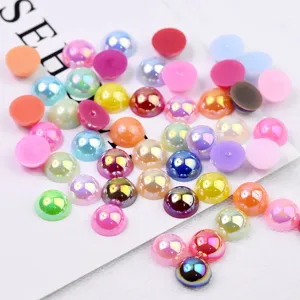 Colorful flatback resin imitation pearl cabochons, DIY craft accessories for phone case decor.