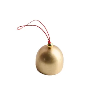 Gold metal bell cup pendant with red cord, ideal for DIY wind chimes and handmade crafts.