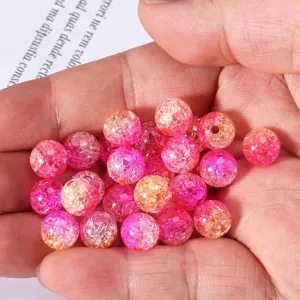 Dual-color crackle beads for DIY handmade bracelets, necklaces, and kids craft supplies.